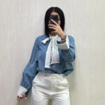 Camicia jeans merletto