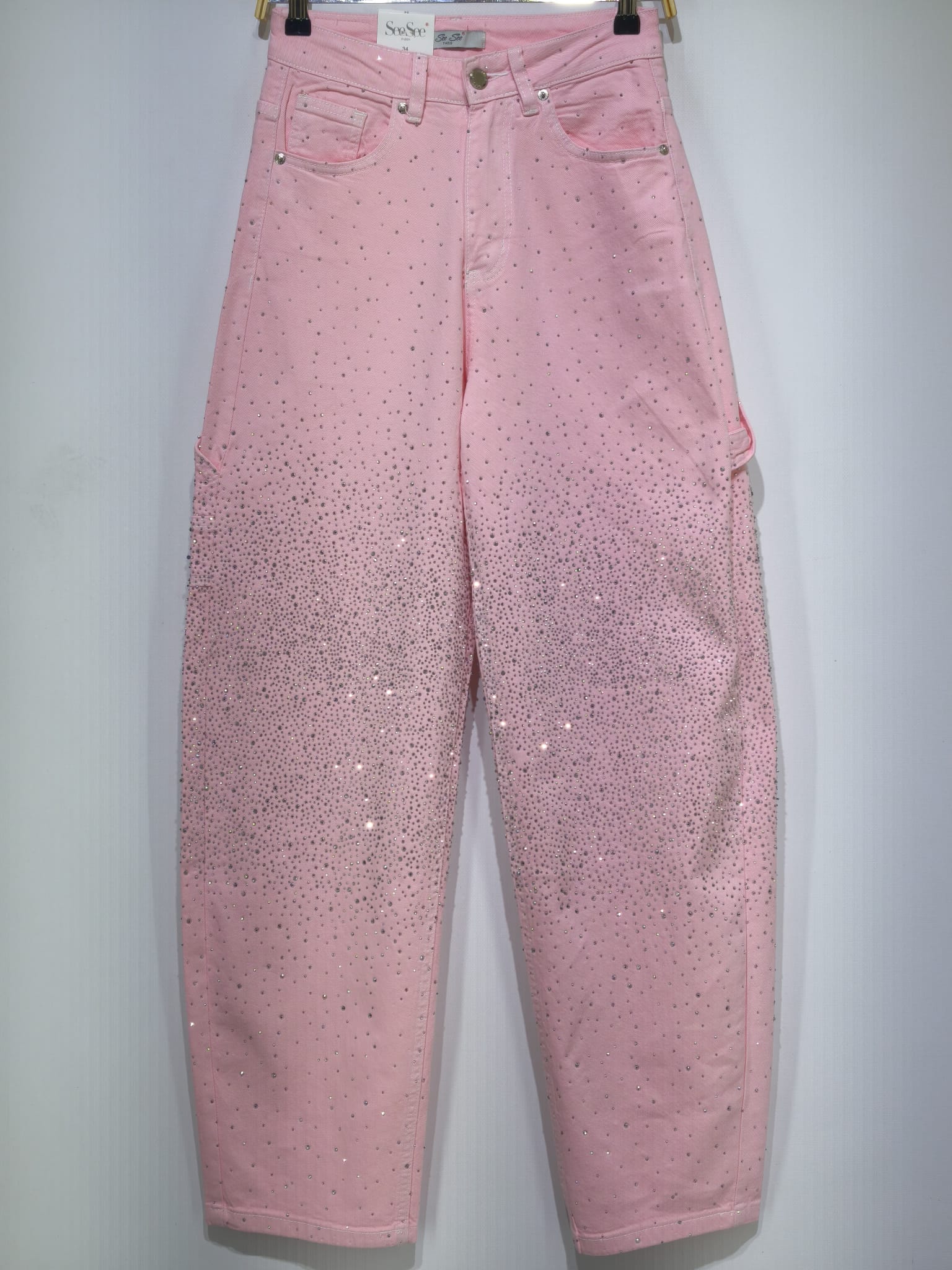 Jeans Pink strass - rosa, s/36