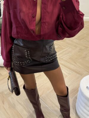 Gonna ecopelle stringhe