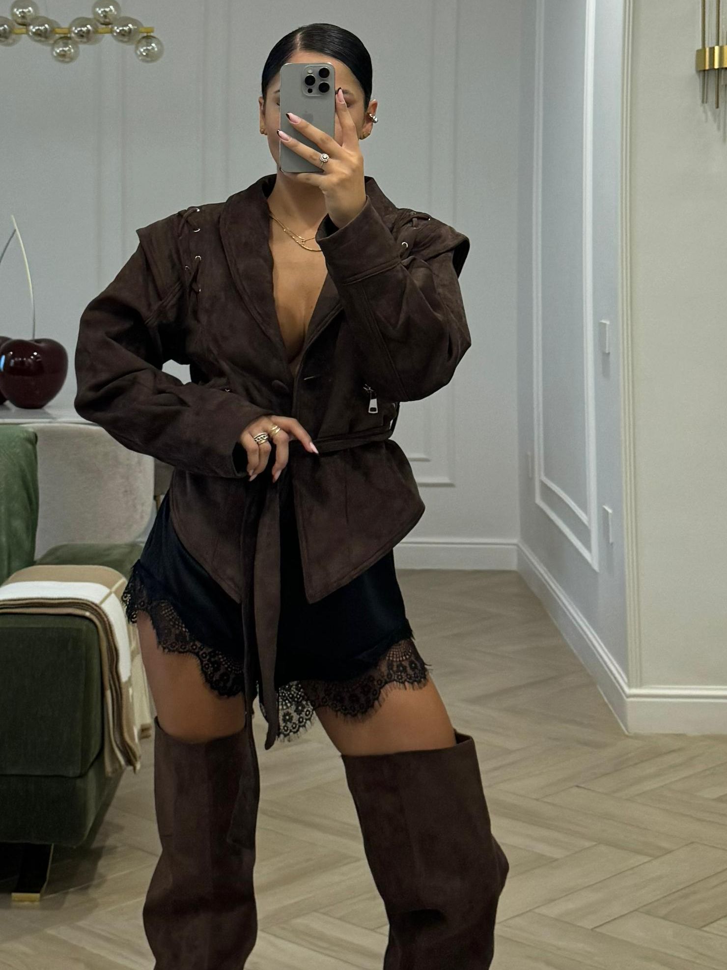 Giacca Stringhe Daino