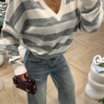 Maglia scollo a V righe