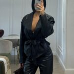 Giacca ecopelle stringhe