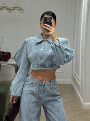 Giubbotto jeans crop