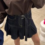 Gonna jeans plissé